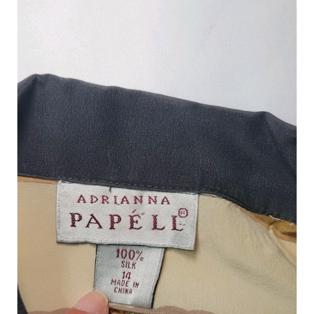 Vintage Adrianna Papell 100% Silk Chain Shirt Button-Down Shoulder Pads 14 - Picture 9 of 12